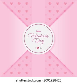 Wrapping or label for Valentine's Day or Mother's Day. Pink envelope with cut paper hearts, ideal for sales or nice messages
