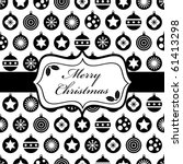 wrapping paper with black and white christmas baubles and banner