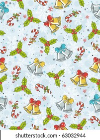 wrapping paper with christmas elements,  vector illustration