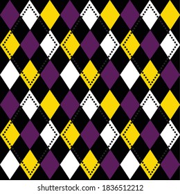 wrapping paper colorfull, print for textile and fabric pattern easter argyle color purple, black, yellow, and white