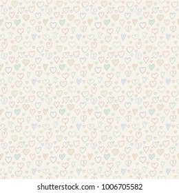 Wrapping paper with cute hand drawn hearts - Valentine's Day, Mother's Day and Women's Day. Vector.