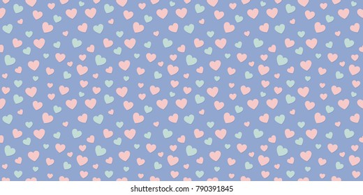Wrapping paper with cute hearts - seamless pattern. Vector.