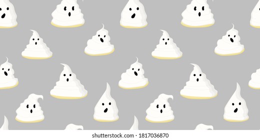 Wrapping paper design. Ghosts pattern seamless. Gray background. Halloween.