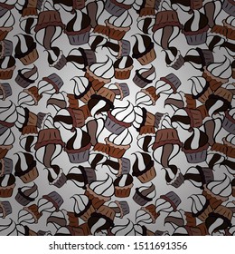 Wrapping paper. For food poster design on brown, black and white. Seamless with cupcakes. Vector illustration.