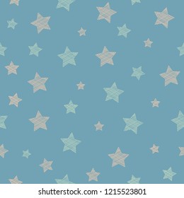 Wrapping paper with hand drawn stars. Vector.