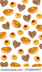 Patrón de papel de embalaje con Formas de pastelería y corazón nastart