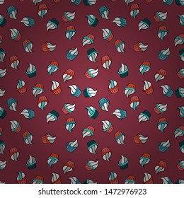 Wrapping paper. Seamless with cupcake. For food poster design on white, red and blue. Vector illustration.