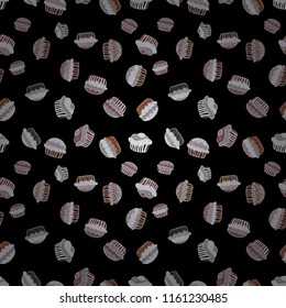 Wrapping paper. Seamless with cupcake on black, gray and neutral Background. Vector illustration. For food poster design.