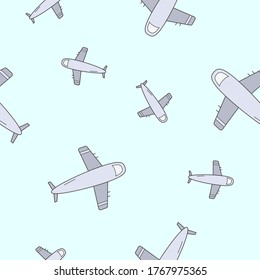 Schleifpapier - Nahtloses Muster des Flugzeugs und Reisesymbole für Vektorgrafik-Design