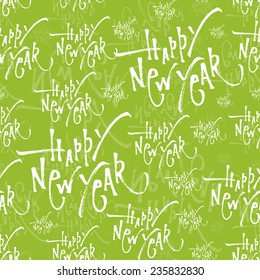 Wrapping paper seamless pattern with calligraphic hand lettered phrase 'Happy New Year' | Christmas Typographic pattern