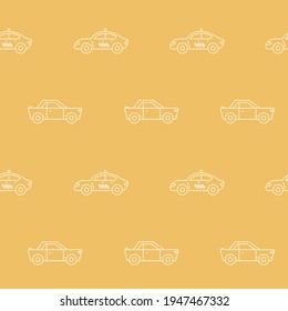 Papel de envolvimiento - Patrón sin inconvenientes de símbolos de coches y taxis para el diseño gráfico vectorial