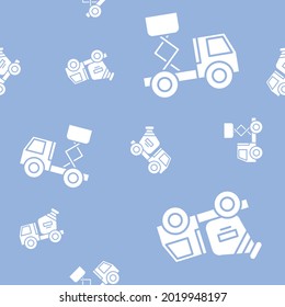 Wrapping paper - Seamless pattern of crane and mixer truck symbols for vector graphic design