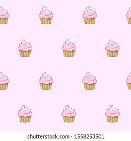 Wrapping paper - Seamless pattern of cupcake, for vector graphic design
