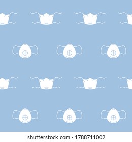 Papel de envolvimiento - Patrón sin inconvenientes de máscara, virus y coronavirus para el diseño gráfico vectorial