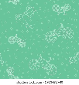 Wrapping paper - Seamless pattern of scooter and bicycle symbols for vector graphic design