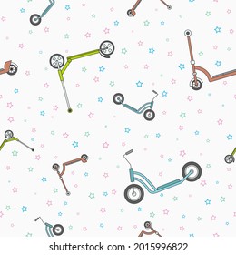 Wrapping paper - Seamless pattern of scooter symbols for vector graphic design