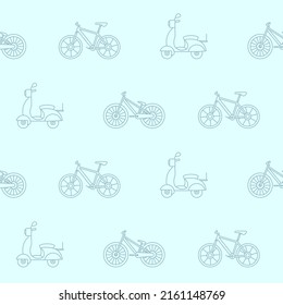 Wrapping paper - Seamless pattern of scooter and bicycle symbols for vector graphic design