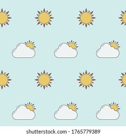 Papel de envolvimiento - Patrón inexorable de sol y nube para el diseño gráfico vectorial
