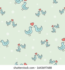 Wrapping paper - Seamless pattern of symbol love, heart, dove for vector graphic design