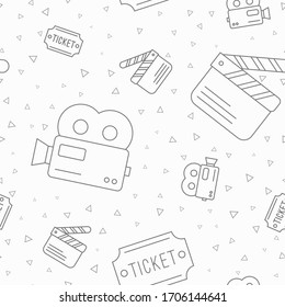 Papel de envolver - Patrón sin inconvenientes de película de símbolos para el diseño gráfico vectorial
