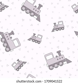 Wrapping paper - Seamless pattern of symbols toy train for vector graphic design