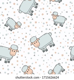 Papel de envolver - Patrón sin soldadura de símbolos ovinos para el diseño gráfico vectorial