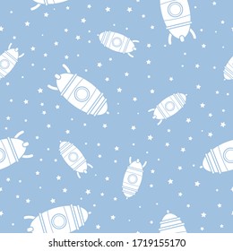 Wrapping paper - Seamless pattern of symbols rocket for vector graphic design