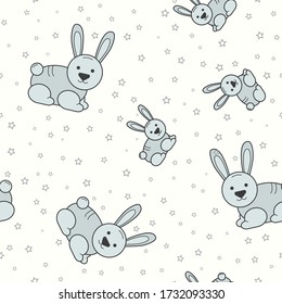 Wrapping paper - Seamless pattern of symbols rabbit for vector graphic design