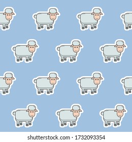 Wrapping paper - Seamless pattern of symbols sheep for vector graphic design