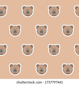 Wrapping paper - Seamless pattern of symbols bear for vector graphic design
