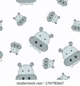 Wrapping paper - Seamless pattern of symbols hippopotamus for vector graphic design