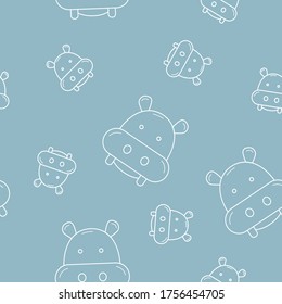 Papel de envolvimiento - Patrón sin inconvenientes de símbolos hippotamus para el diseño gráfico vectorial