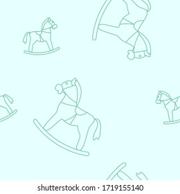 Wrapping paper - Seamless pattern of toy horse  and cartoon animal for vector graphic design