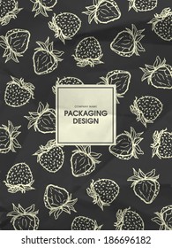 Wrapping paper with strawberries on folded in four paper texture - vintage pattern, eps10