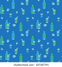 Wrapping paper. Theme of beverages. Retro Vector Illustration.