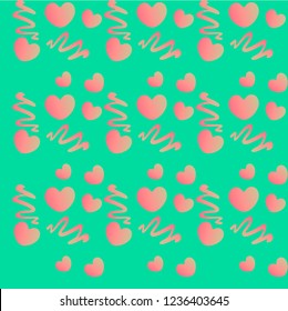 Wrapping paper turquoise pattern with pink gradient hearts