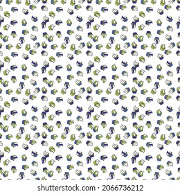 Wrapping paper. Vector illustration. Seamless pattern of cupcakes on a white, green and black background.
