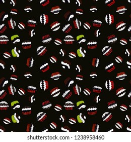 Wrapping paper. Vector illustration. Sweets background design. Cupcake seamless pattern. Cute birthday background on black, gray and white.