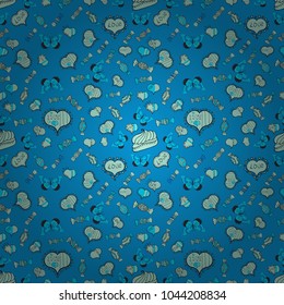 Wrapping paper. Vector. Seamless Love doodle romantic background vector with hearts. Drawing in sketch style on blue, neutral and black colors. Wedding and invatation card concept. Valentine':s day.