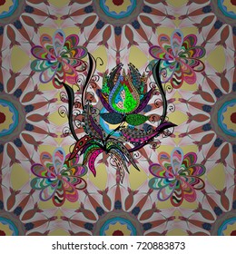 Wrapping paper. Vector seamless pattern with neutral, pink and green tulip flowers. Can be used as greeting or wedding background. Spring tender design for natural cosmetics, perfume, florist shop.