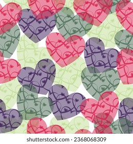 Wrapping paper, wallpaper, textiles. Vector illustration  heart drawing