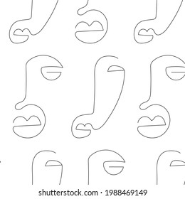 Wrapping pattern design with Surreal faces in Abstract linear style. Vector design for print, decor, poster, pattern, ornament for clothes. 