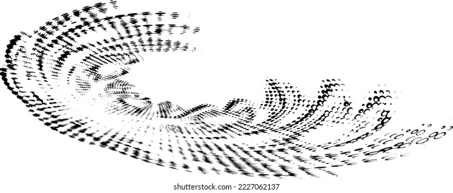 Wrapping polka dot bun or swirl with radial beams. Sketchy semi-enveloping frame. Vector. Space for copy text.