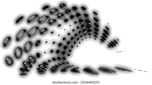 Wrapping polka dot bun or swirl with radial beams. Sketchy semi-enveloping frame. Vector. Space for copy text.