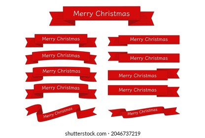 Wrapping ribbon set with Merry Christmas text, simple red