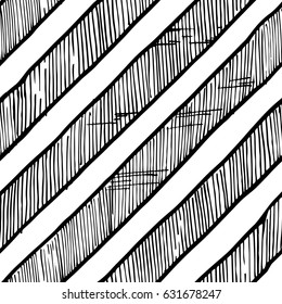 Wrapping. Simple seamless retro geometric pattern. Black and white vector illustration in ink hand drawn style. 
