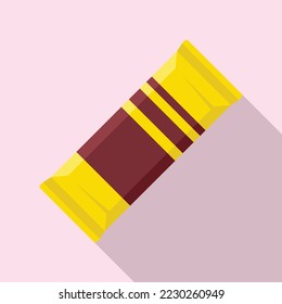 Wrapping snack bar icon flat vector. Food chocolate. Protein energy
