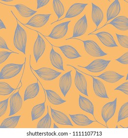 Wrapping tea leaves pattern seamless vector illustration. Trendy tea plant bush leaves floral fabric ornament. Herbal sketchy seamless background pattern with nature elements.