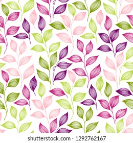 Wrapping tea leaves pattern seamless vector. Minimal tea plant bush leaves floral textile design. Herbal sketchy seamless background pattern with nature elements. Doodle summer foliage wallpaper.