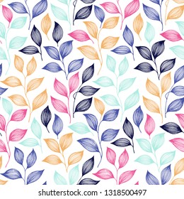 Wrapping tea leaves pattern seamless vector. Minimal tea plant bush leaves floral textile design. Herbal sketchy seamless background pattern with nature elements. Awesome summer foliage wallpaper.
